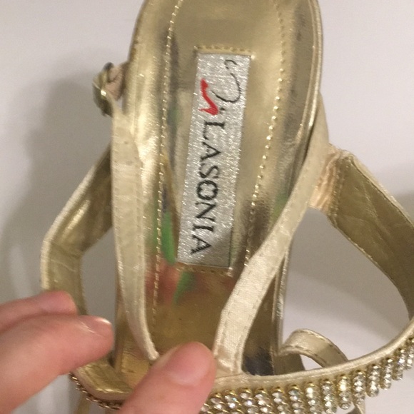 Gold and rhinestone heels - Picture 4 of 8